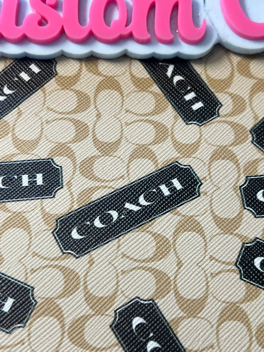 Neutral Tan Signature Pattern Faux Leather Sheet