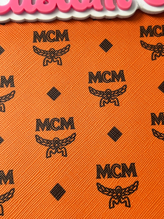 Orange & Black Eagle Pattern Faux Leather Sheet