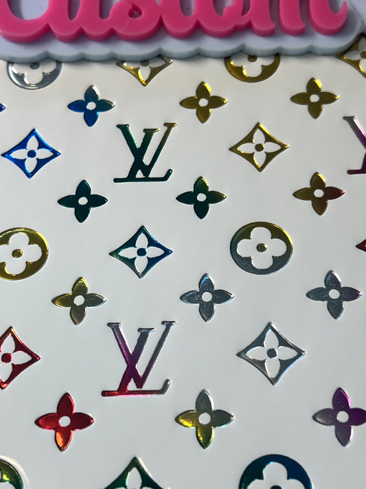 White Iridescent Monogram Faux Leather Sheet