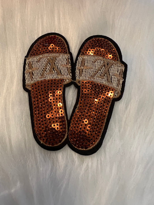 Sequined Brown LV Sandals