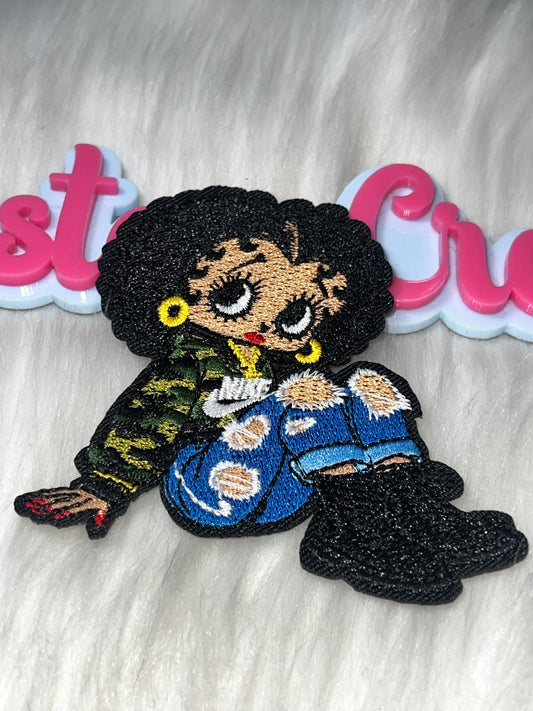 Retro Girl Iron-On Patch