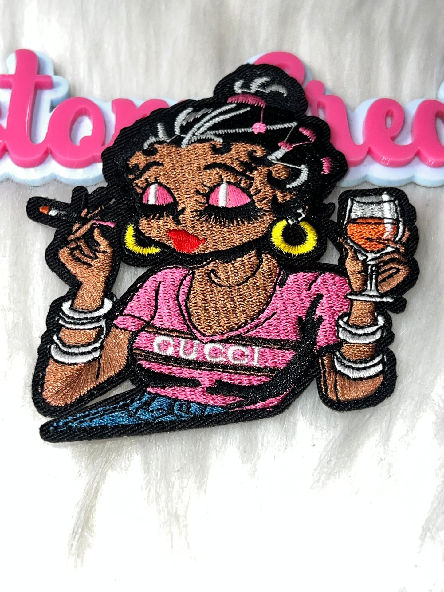 Fashion Girl Embroidered Patch – Iron-On Patch for Hats, Jackets & DIY Crafts