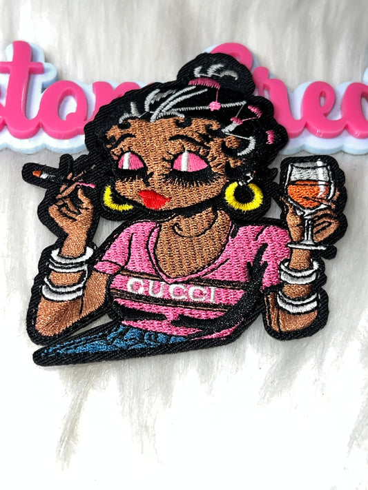 Fashion Girl Embroidered Patch – Iron-On Patch for Hats, Jackets & DIY Crafts