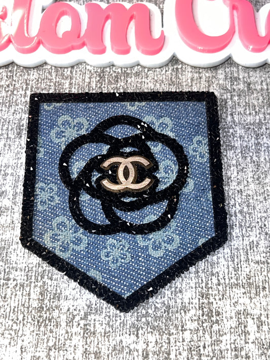 Rhinestone Flower Pocket Patch – Iron-On Patch for Hats, Jackets & DIY Crafts