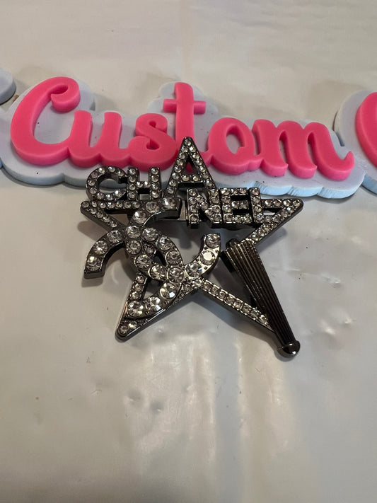 Black Silver CC Brooch