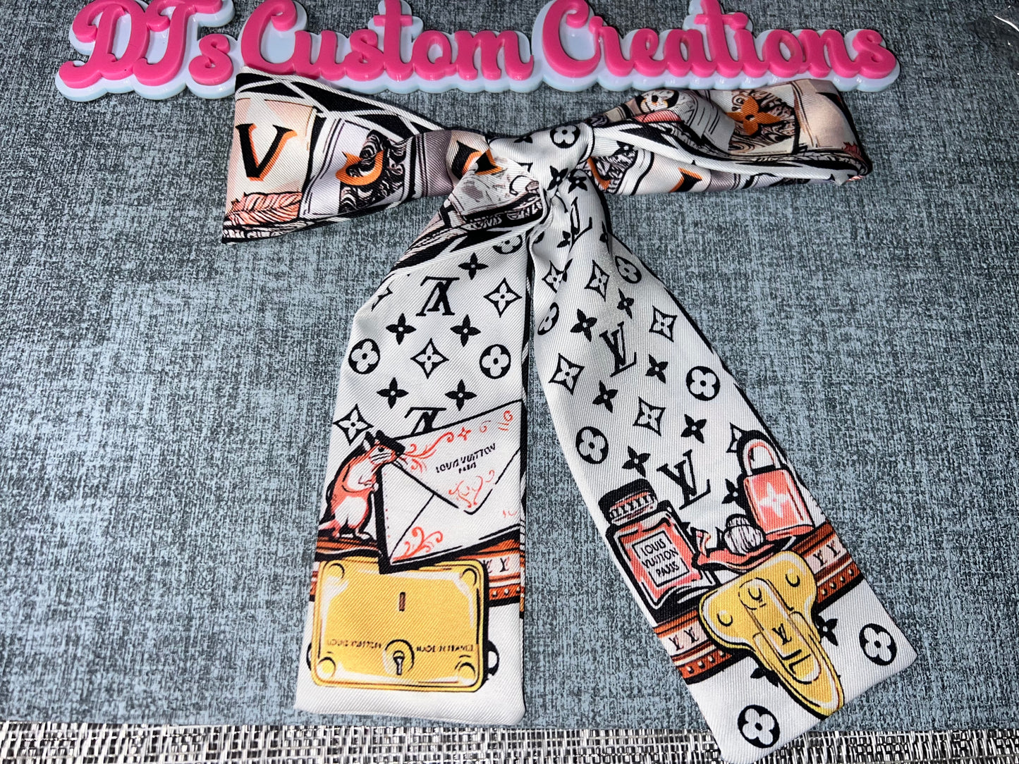 Neutral Multi-Print Satin Scarf Bow – Luxury Style Hair Accessory