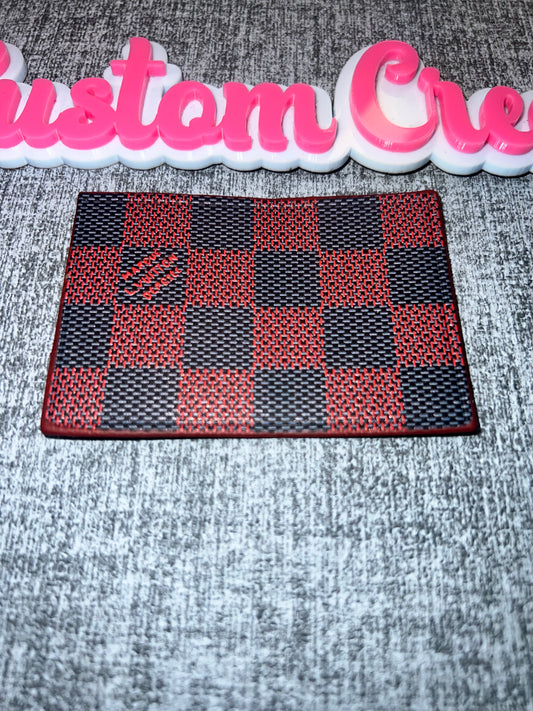 Red & Black Checkered Faux Leather Patch Tag – Craft Bag Accessory