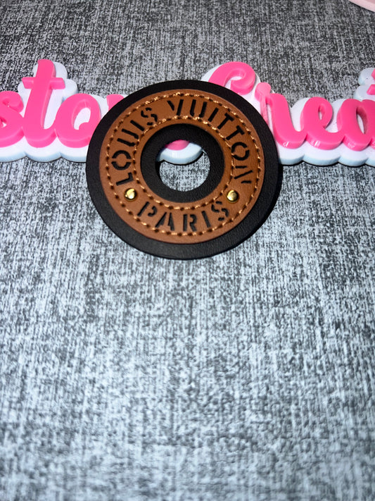 Brown & Black Round Faux Leather Patch Tag – Craft Accessory