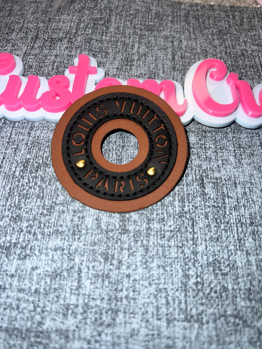 Brown & Black Layered Faux Leather Round Tag – Craft Accessory