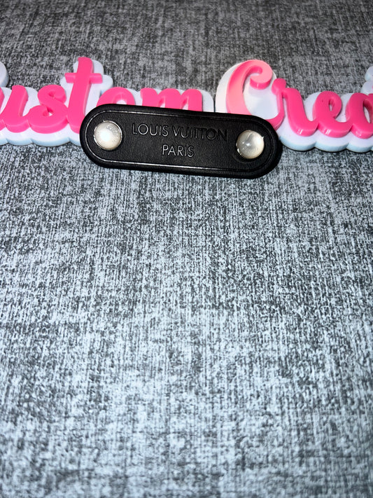 Black Faux Leather Button Patch Tag – Craft Accessory