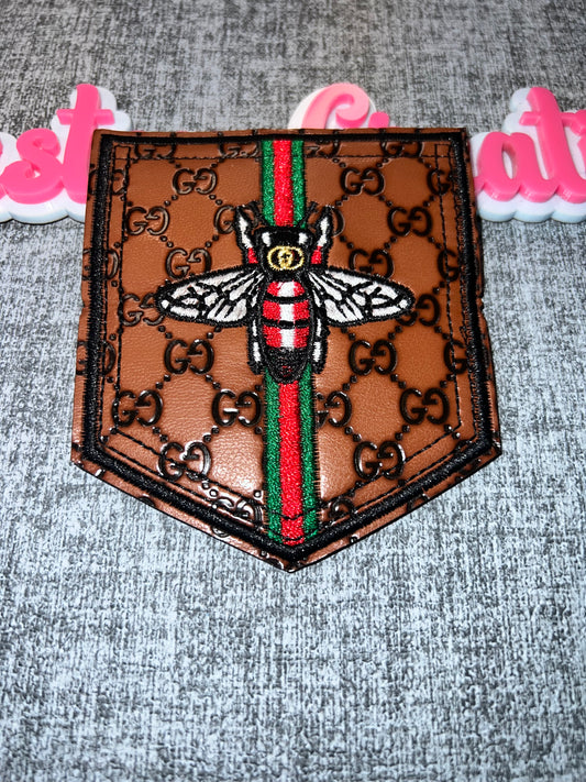 Brown Bee Stripe Faux Leather Pocket Patch – Luxury Style