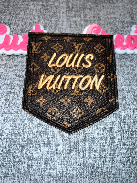 Brown Monogram Style Faux Leather Pocket Patch – Lux