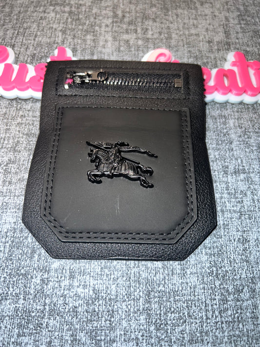 Black Faux Leather Pocket Patch with Horse Detail – Luxury Style