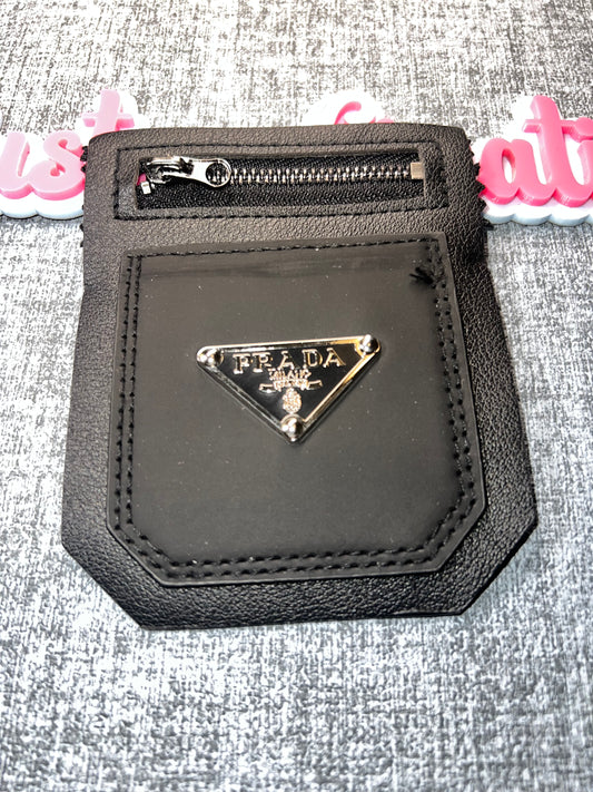 Black Faux Leather Pocket Patch with Triangle Metal Accent – Luxury Style
