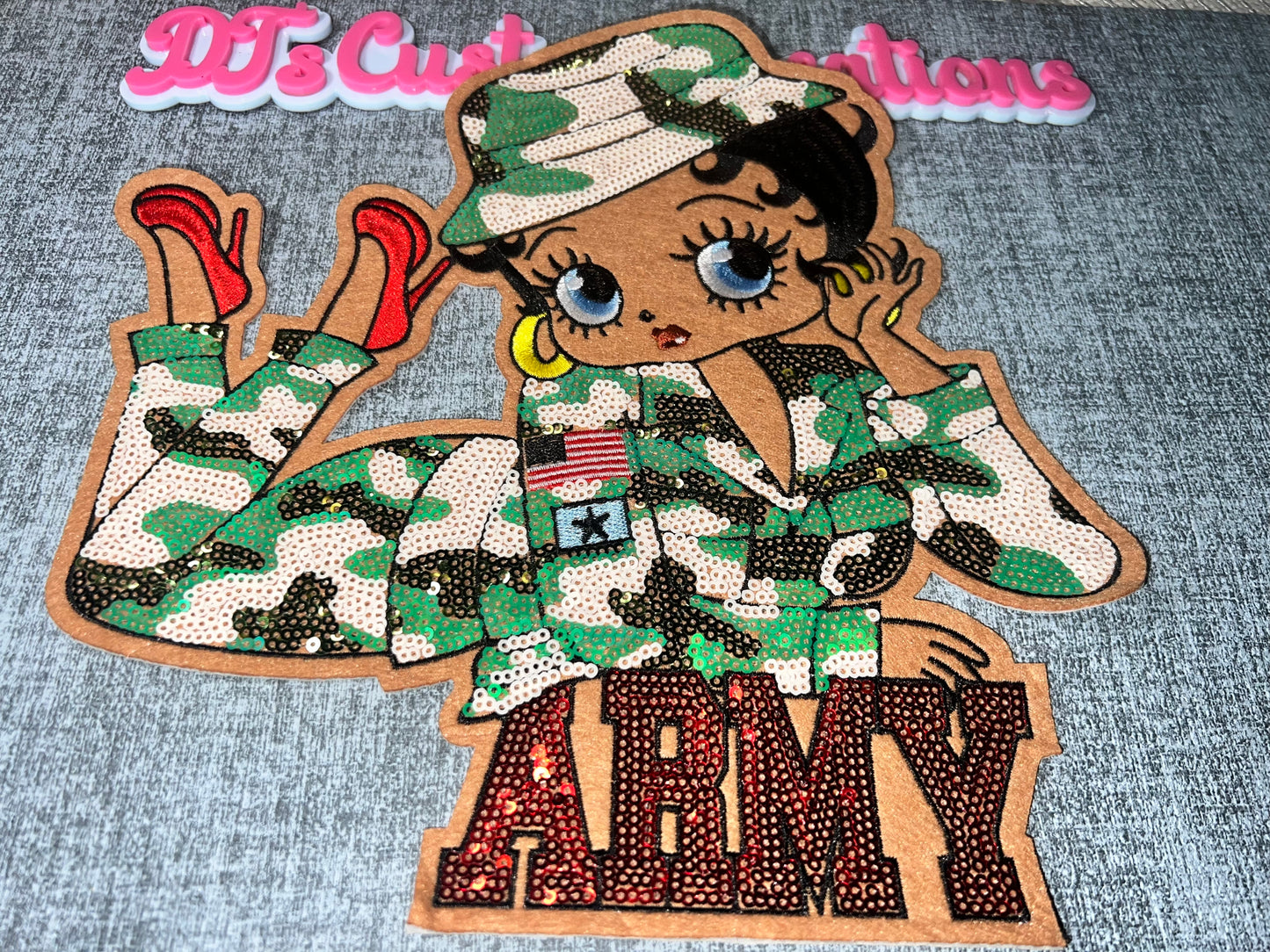 Army Girl Sequin Patch