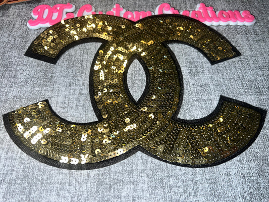 Gold Sequin Double Letter Patch