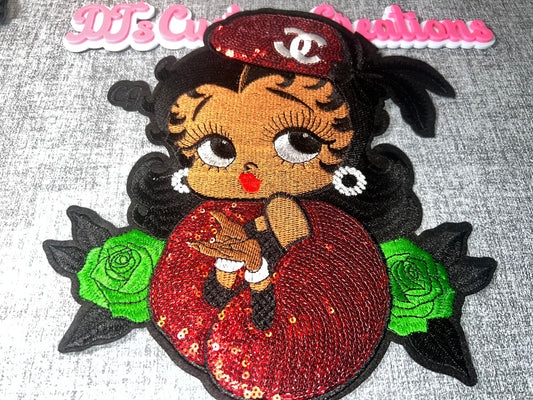 Red Sequin Glam Doll Patch