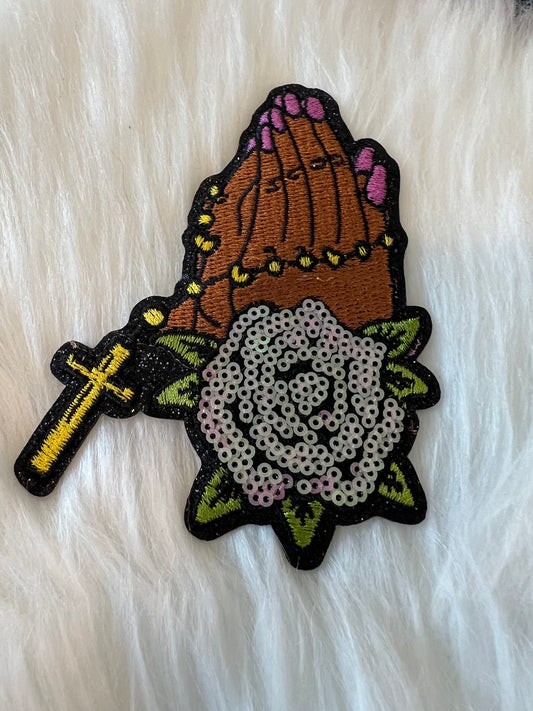 Sequin Praying Rose Hands