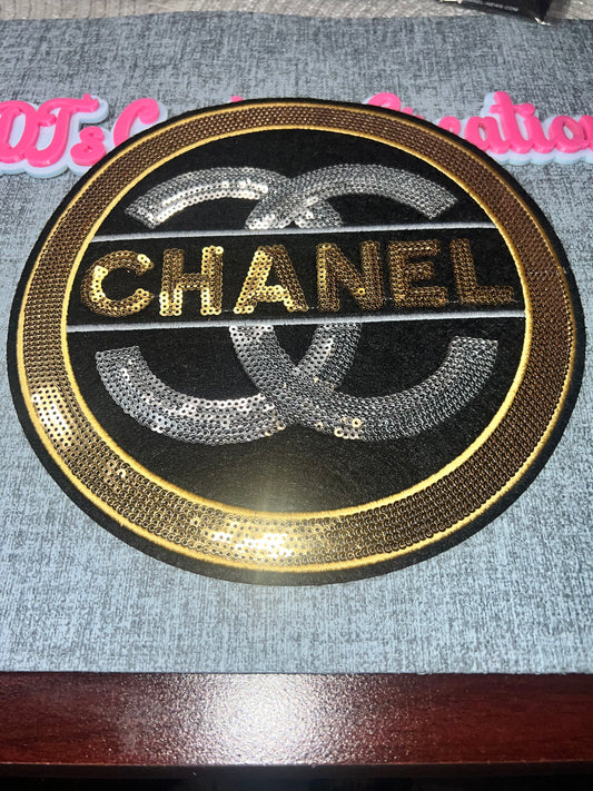 Luxury Inspired Round Emblem Sequin Patch – Iron-On