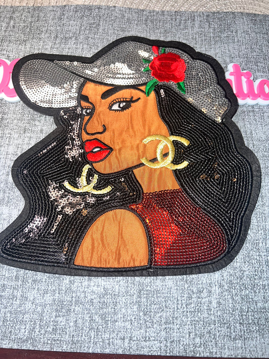 Luxury Inspired Sequin Glam Girl Patch – Statement Piece