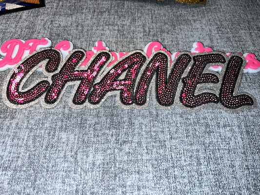 Luxury Inspired Pink Sequin Letter Patch – Glam Style