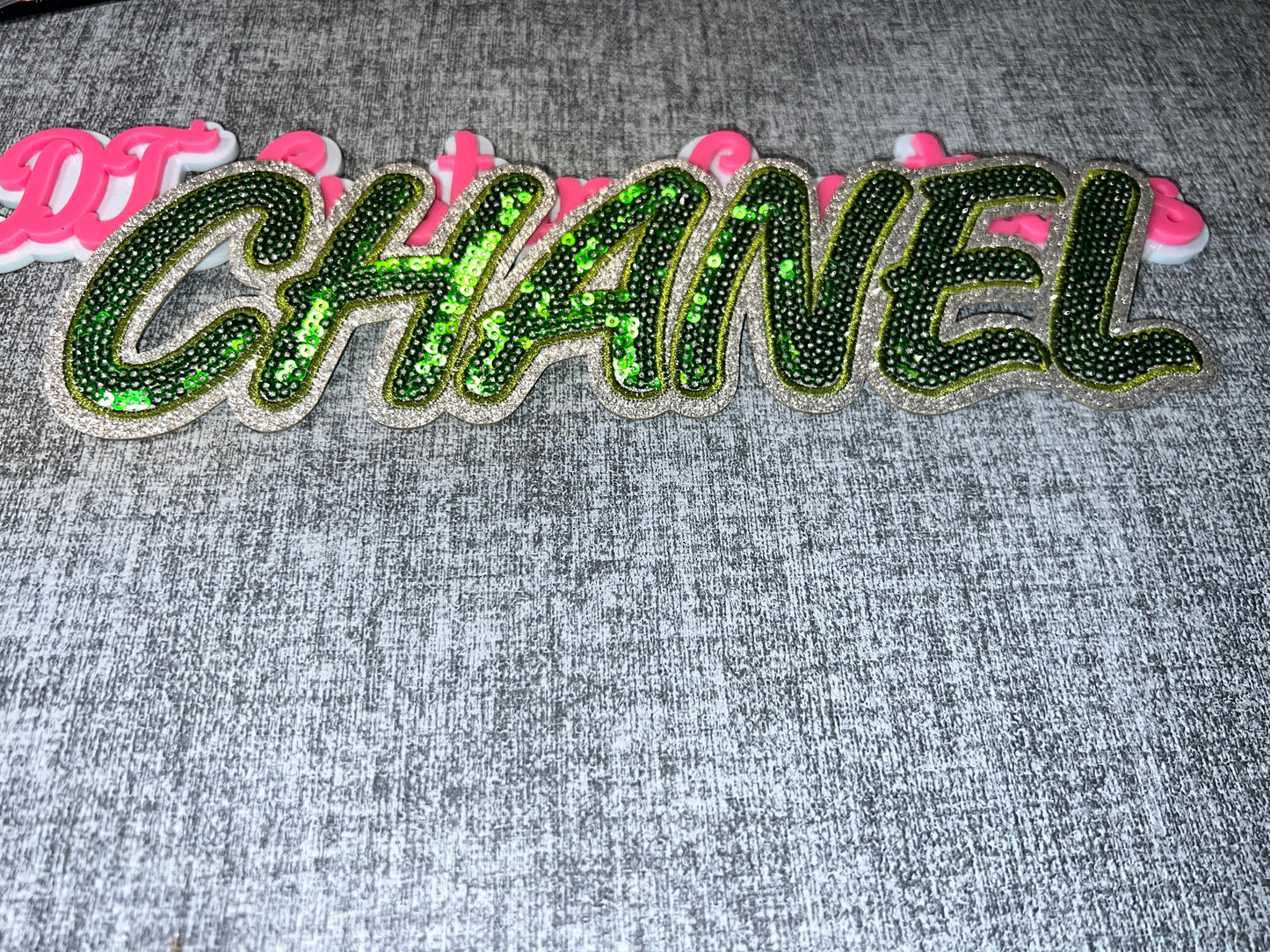 Luxury Green Sequin Letter Patch – Bold Pop