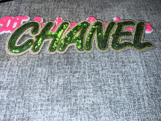 Luxury Green Sequin Letter Patch – Bold Pop