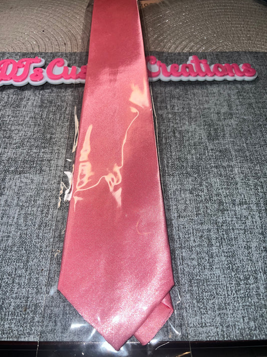 Metallic Rose Pink Satin Tie – Glossy Necktie for DIY Craft Projects, Bling Ties & Custom Designs