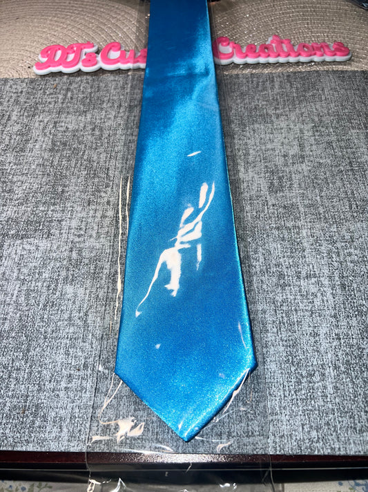 Metallic Teal Blue Satin Tie – Glossy Necktie for DIY Bling, Custom Accessories & Craft Projects