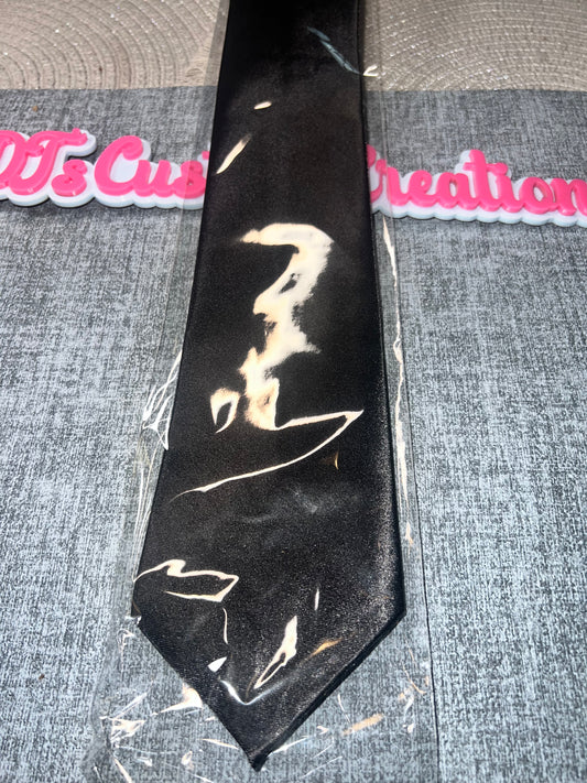 Black Satin Tie – Classic Glossy Necktie for DIY Crafts, Bling Designs & Custom Accessories