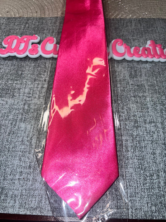 Hot Pink Satin Tie – Bright Glossy Necktie for DIY Bling, Custom Crafts & Statement Accessories
