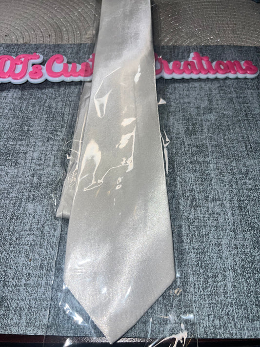 White Satin Tie – Glossy Necktie for DIY Crafts, Bling Designs & Custom Accessories