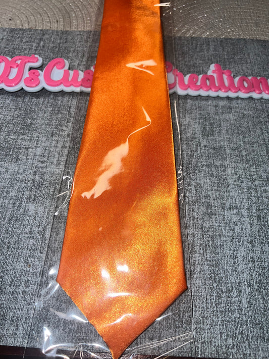 Metallic Burnt Orange Satin Tie – Copper Gloss Necktie for DIY Crafts, Bling Designs & Custom Accessories