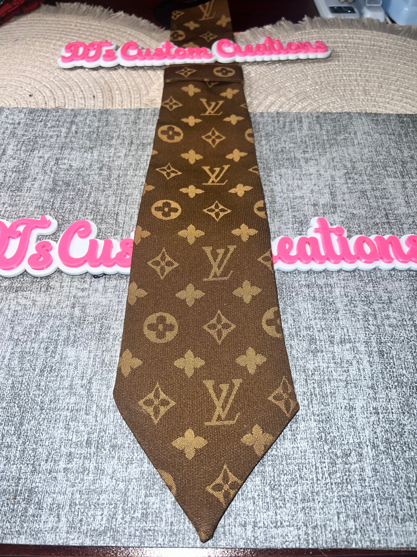 Brown Monogram Neck Tie – Classic Luxury Style Tie for Men, Women & DIY Fashion