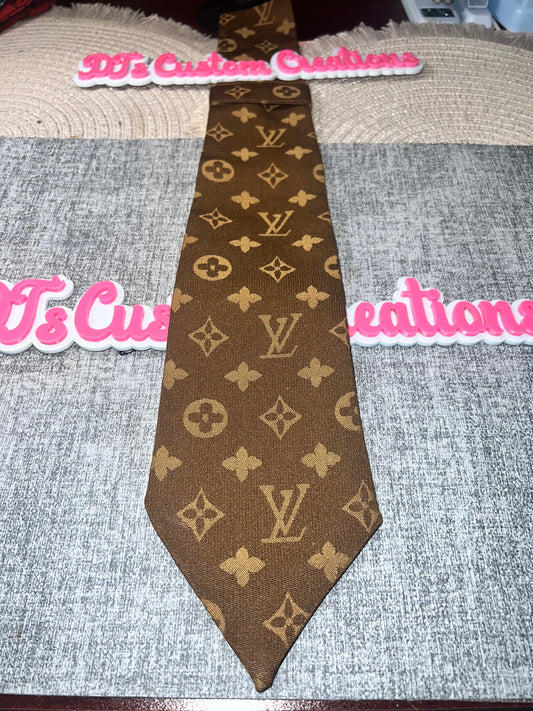 Brown Monogram Neck Tie – Classic Luxury Style Tie for Men, Women & DIY Fashion