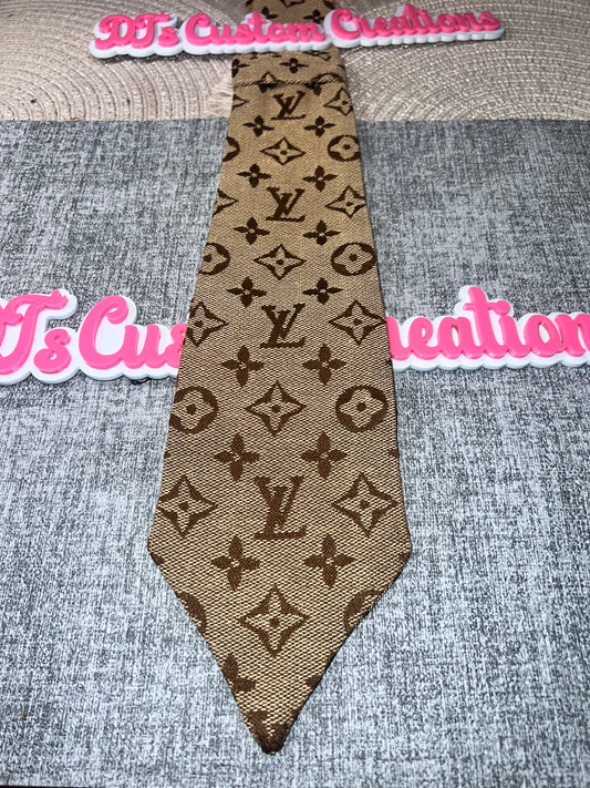 Tan Monogram Neck Tie – Neutral Luxury Style Tie for Everyday Fashion