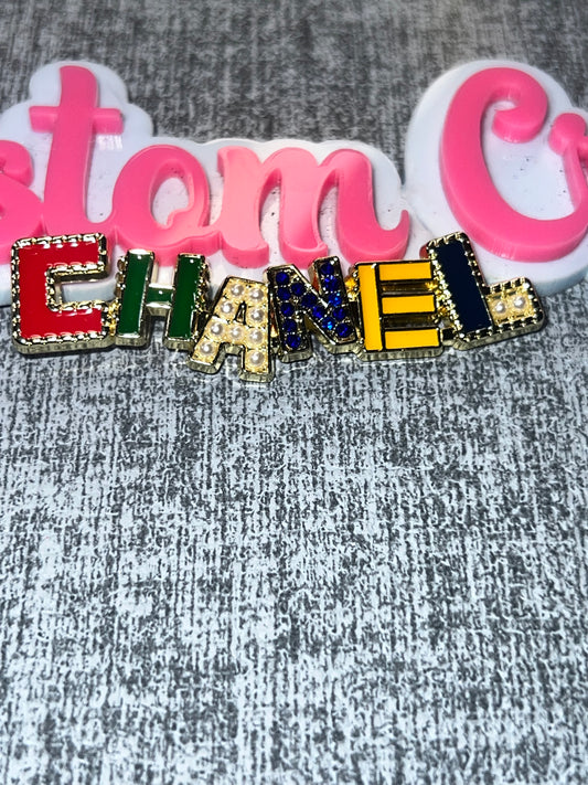 Multicolor Rhinestone Letter Charm for Crafts – Flat Back Metal Charm, DIY Embellishment, Bag & Shoe Decor Gold