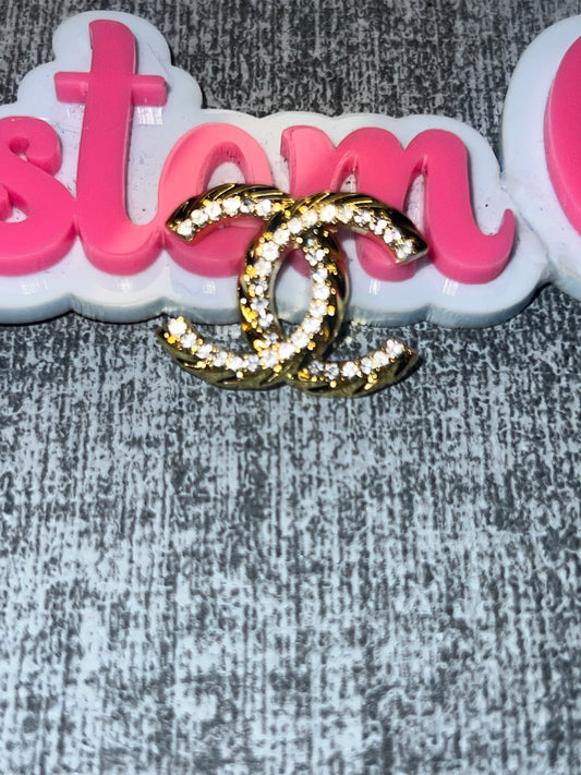 Gold Rhinestone Double Curve Charm – Flat Back Metal Charm for Crafts, DIY Embellishment, Shoe & Bag Decor Gold