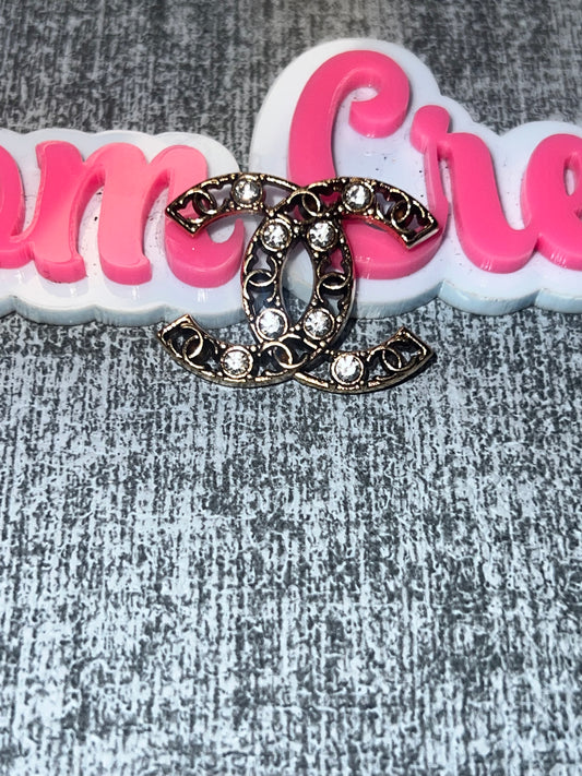 Filigree Rhinestone Double Curve Charm – Flat Back Metal Charm for Crafts, DIY Embellishment, Luxe Decor