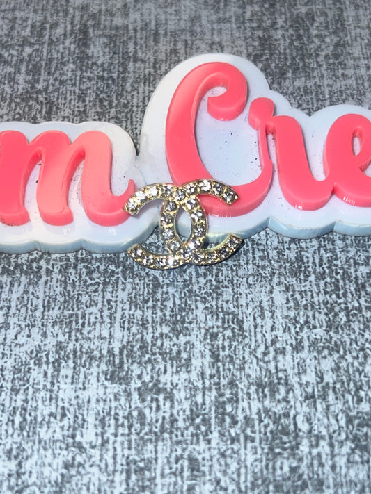 Gold Rhinestone Double Curve Charm – Flat Back Metal Charm, Craft Embellishment, Bag & Hat Decor