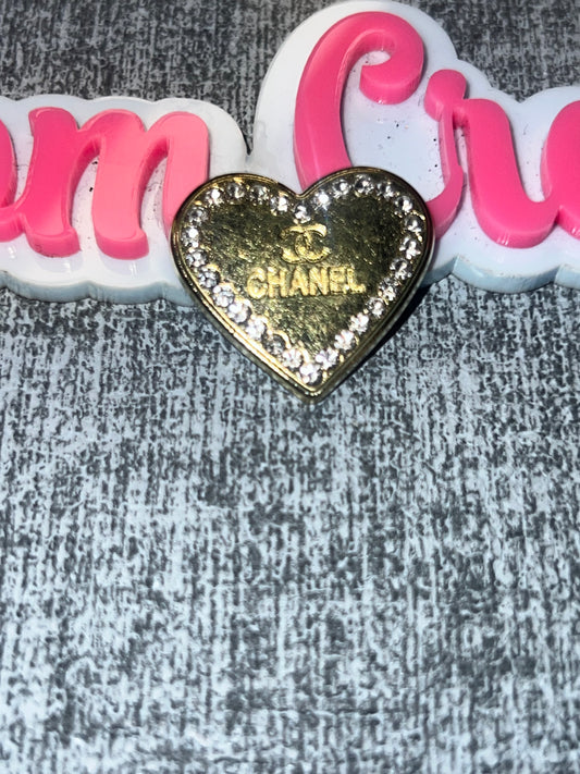 Heart Rhinestone Charm – Flat Back Metal Charm for Crafts, DIY Embellishment, Bag & Shoe Decor