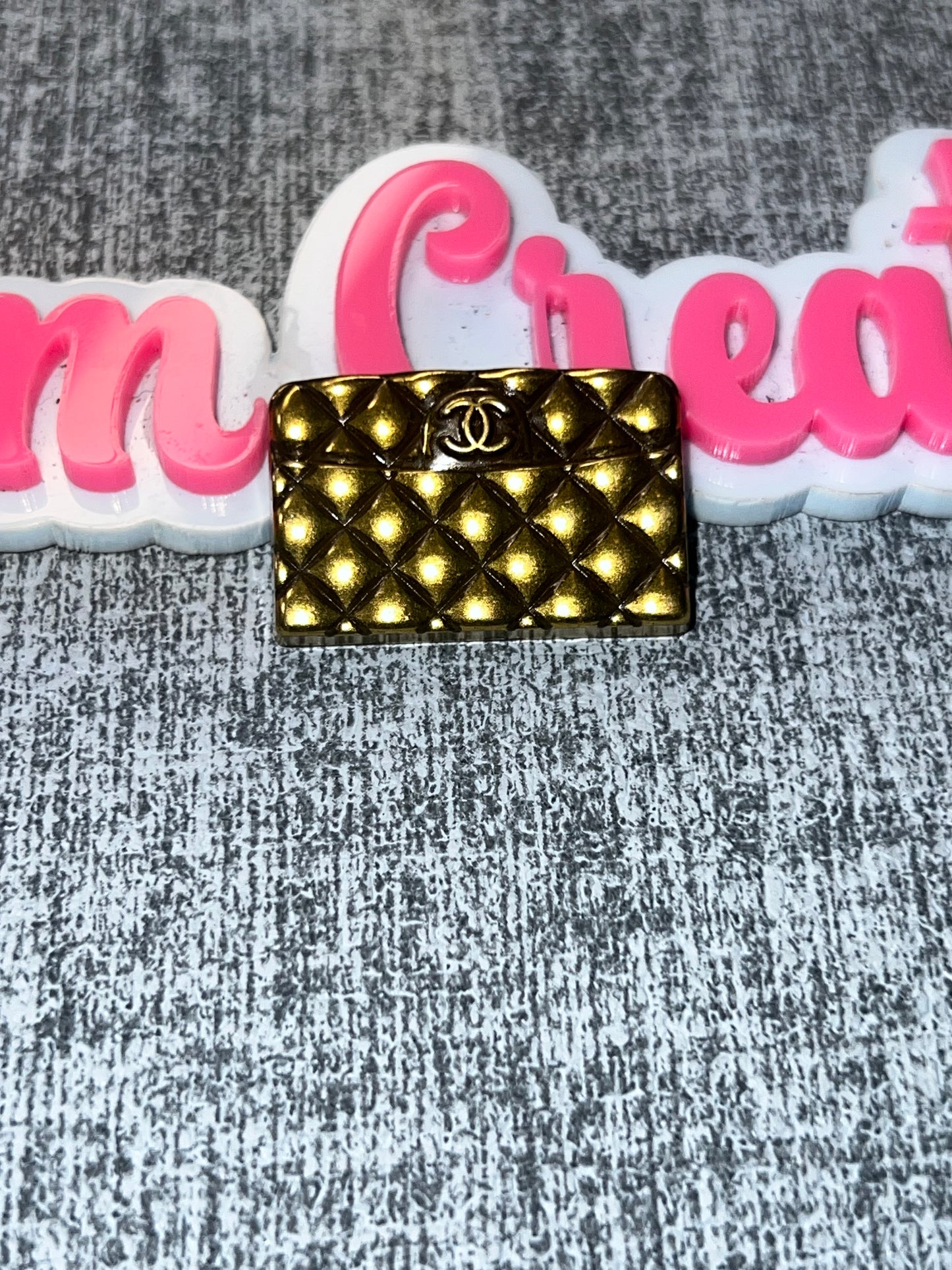 Quilted Rectangle Charm – Flat Back Metal Charm for Crafts, DIY Embellishment, Luxe Bag Decor