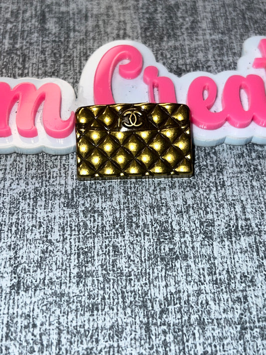 Quilted Rectangle Charm – Flat Back Metal Charm for Crafts, DIY Embellishment, Luxe Bag Decor