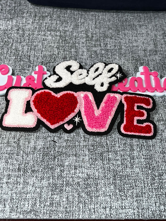 Luxe “Self Love” Chenille Statement Patch – Pink, Red & White