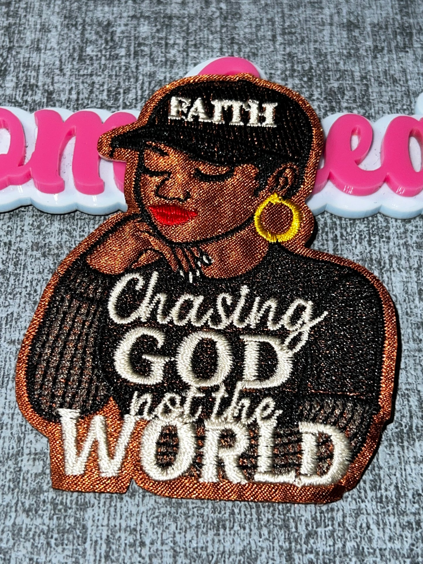 Chasing God Not The World Patch – Inspirational Embroidered Applique