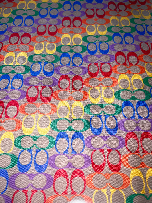 Colorful Pattern Faux Leather Sheet – Multi-Tone Statement Print (9x12)Big