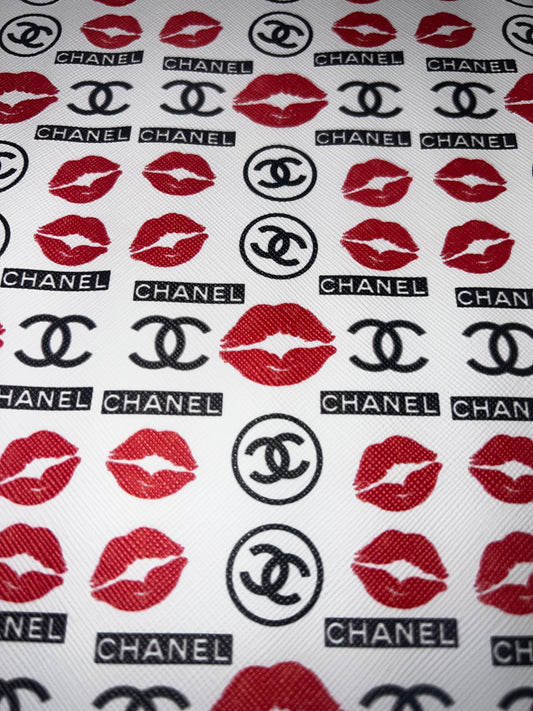 Red Glam Lips Faux Leather Sheet – Bold Beauty Print (9x12)