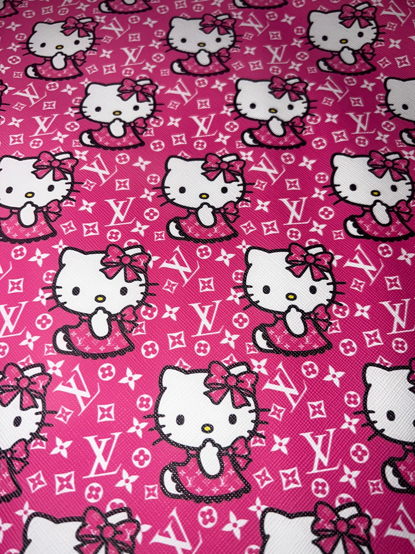 Pink Cartoon Kitty Faux Leather Sheet – Cute Character Print (9x12)