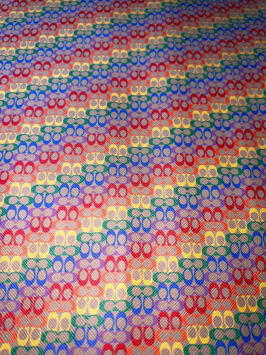 Colorful Monogram Print Faux Leather Sheet – 9x12 Craft Vinyl