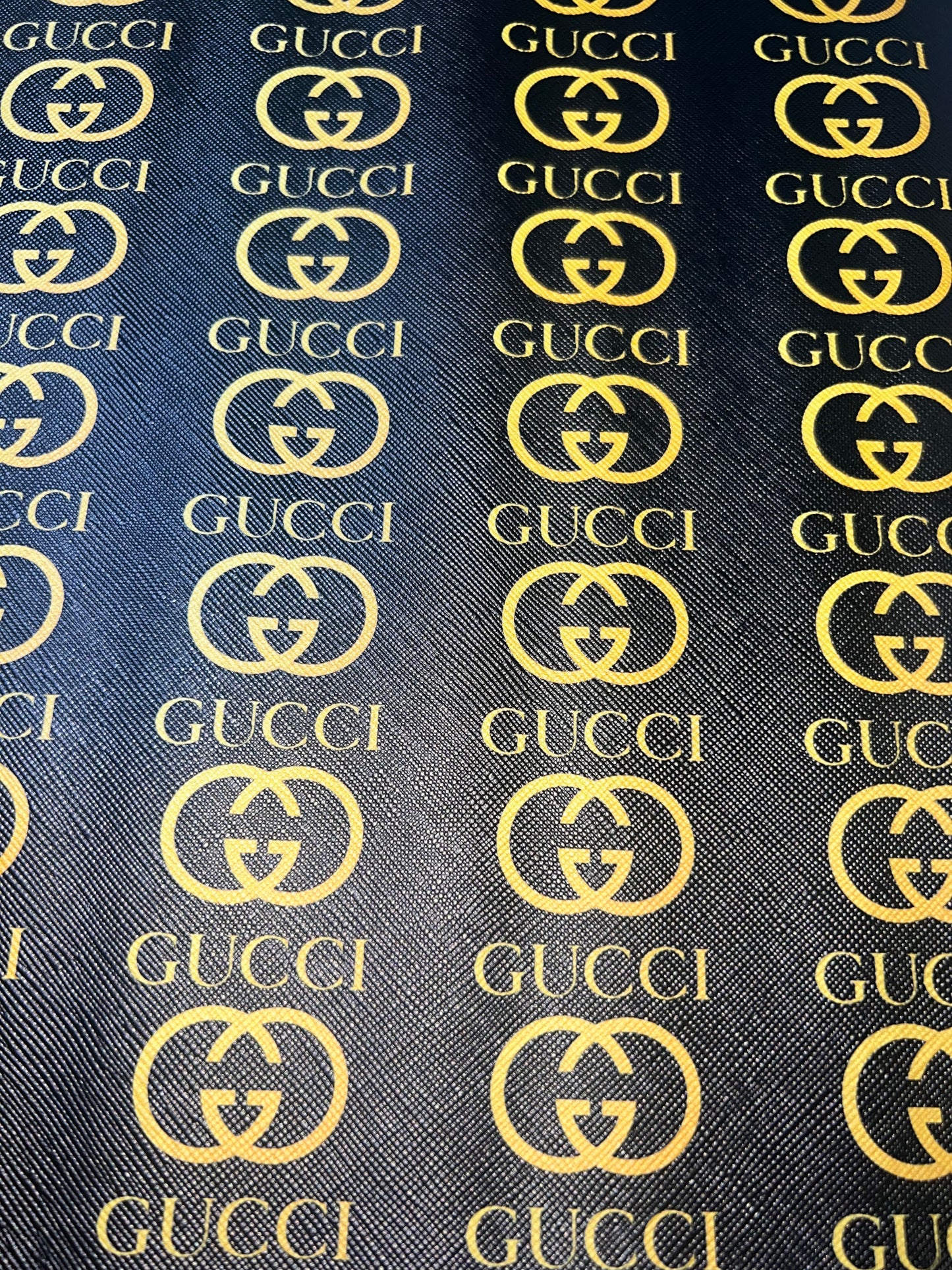 Black Gold Monogram Print Faux Leather Sheet – 9x12 Craft Material